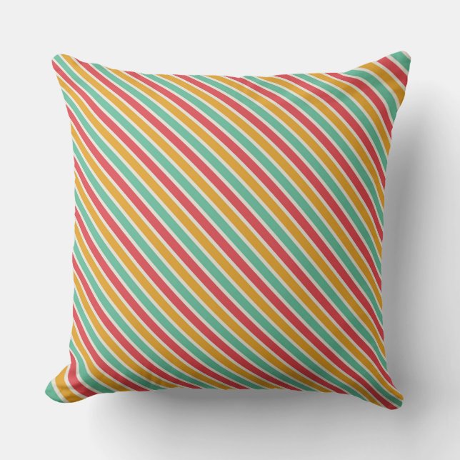 Dynamic Colour Combinations: Diagonal Stripe Throw Pillow (Front)