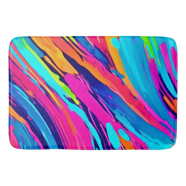 Dynamic Colour Streaks Artwork Bath Mat (Front)