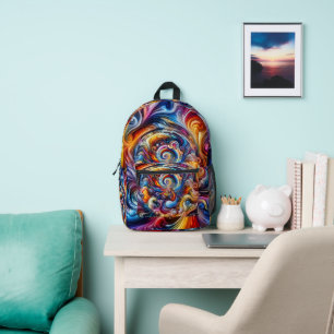 Dynamic Colour Vortex Printed Backpack