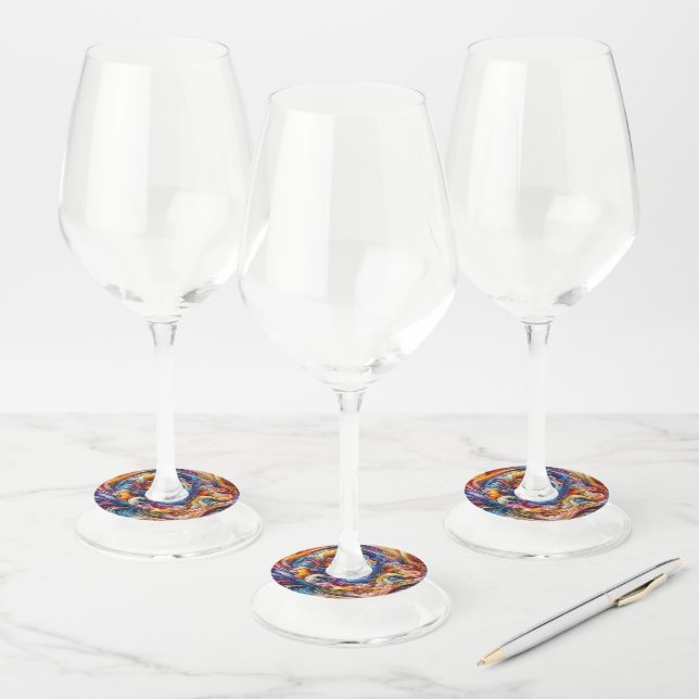 Dynamic Colour Vortex Wine Glass Tag (Set)