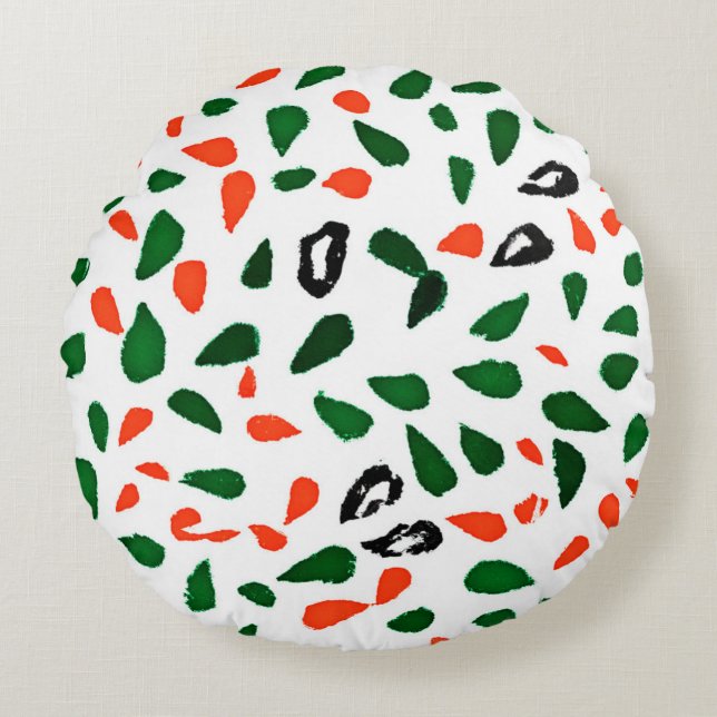 Dynamic Colourful Abstract Pattern Round Pillow (Front)