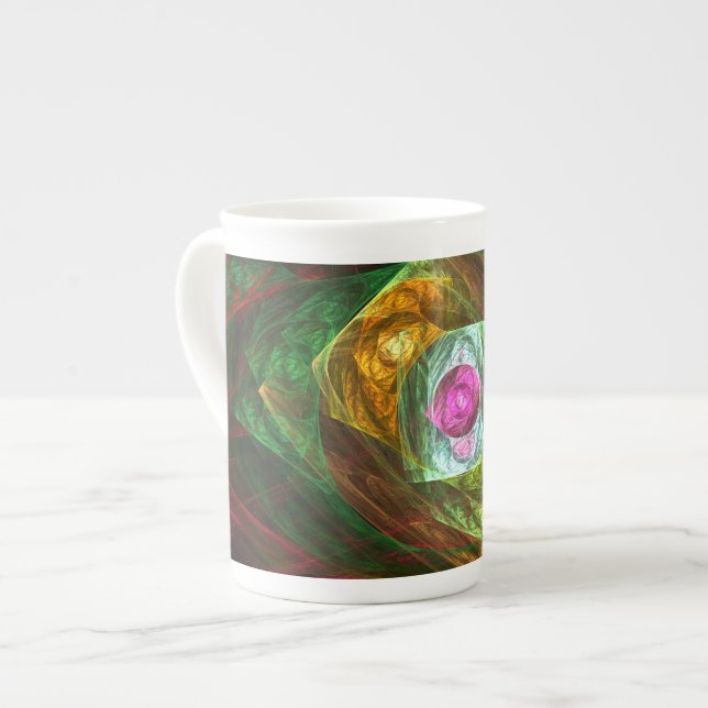 Dynamic Connections Abstract Art Bone China Mug (Front Left)
