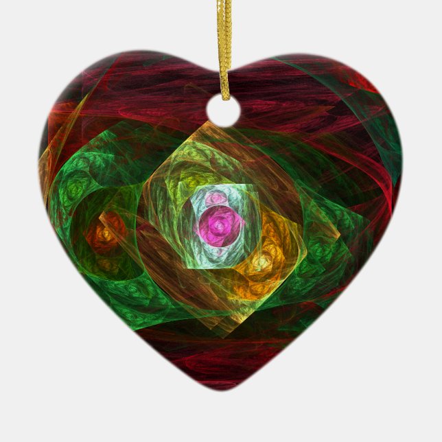 Dynamic Connections Abstract Art Heart Ornament (Front)