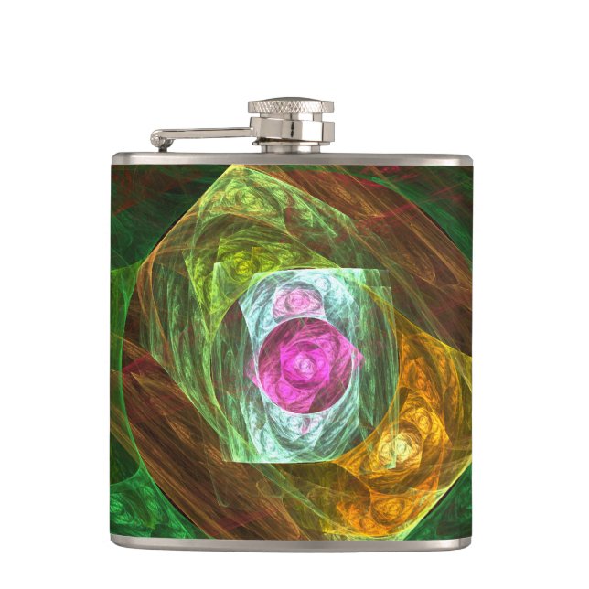 Dynamic Connections Abstract Art Hip Flask (Front)