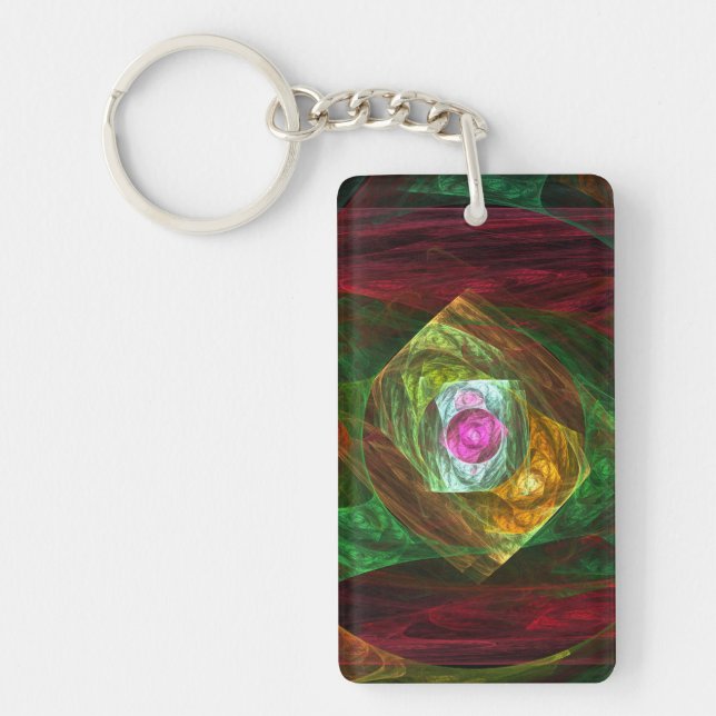 Dynamic Connections Abstract Art Keychain (Front)