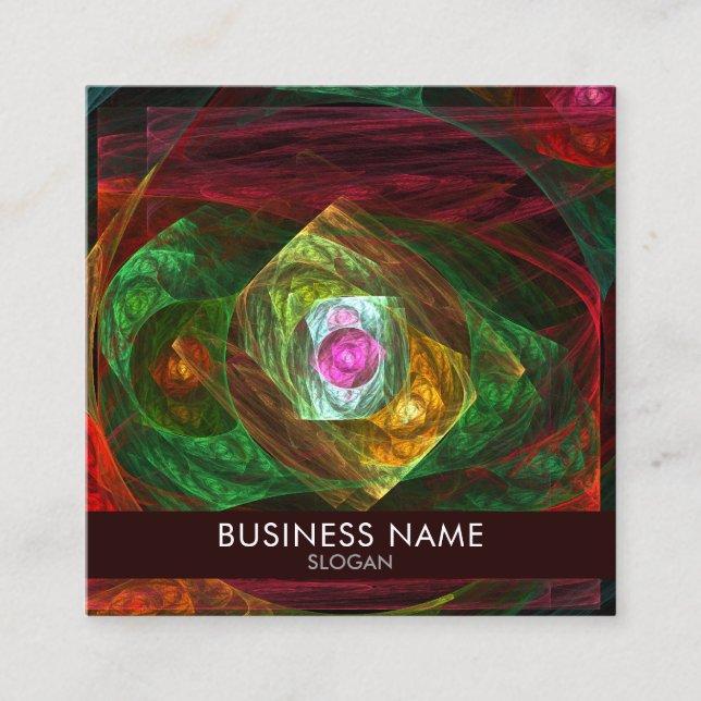 Dynamic Connections Abstract Art Professional Square Business Card (Front)