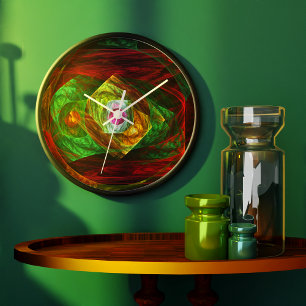 Dynamic Connections Abstract Art Round Large Clock