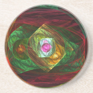 Dynamic Connections Abstract Art Sandstone Coaster