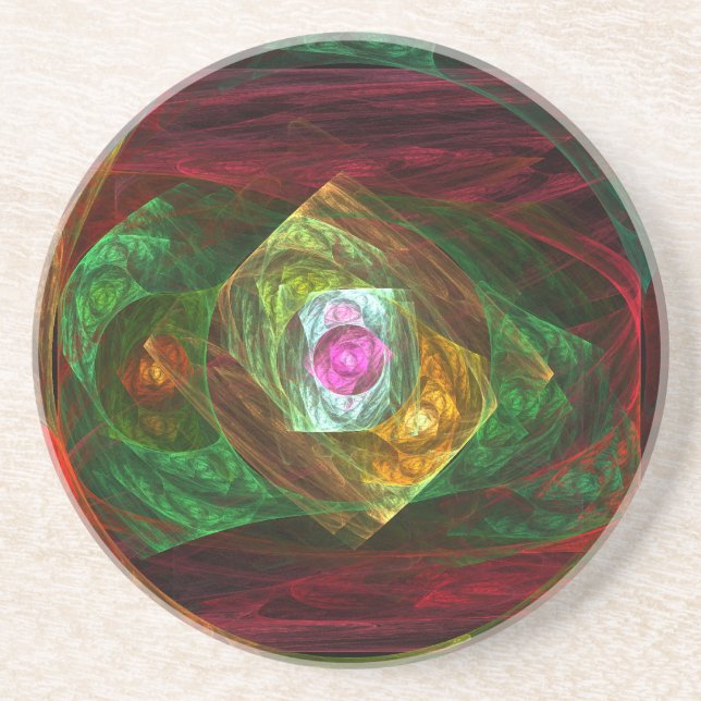 Dynamic Connections Abstract Art Sandstone Coaster (Front)