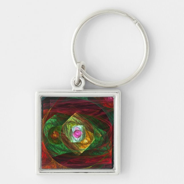 Dynamic Connections Abstract Art Small Keychain (Front)