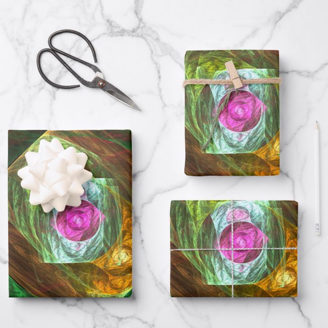 Dynamic Connections Abstract Art Wrapping Paper Sheet (Front)