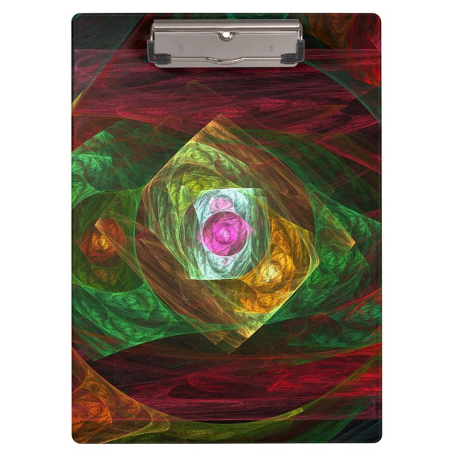 Dynamic Connections Luminous Abstract Fractal Art Clipboard (Front)