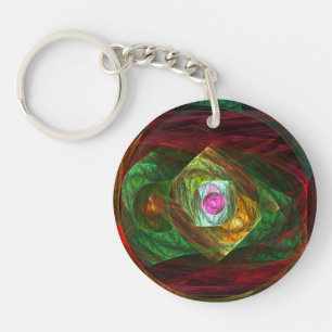 Dynamic Connections Luminous Abstract Fractal Art Keychain