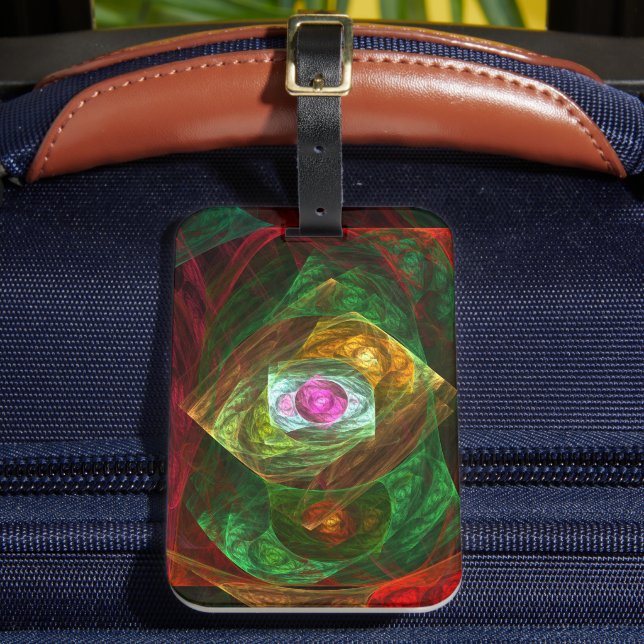 Dynamic Connections Luminous Abstract Fractal Art Luggage Tag (Front Insitu 2)