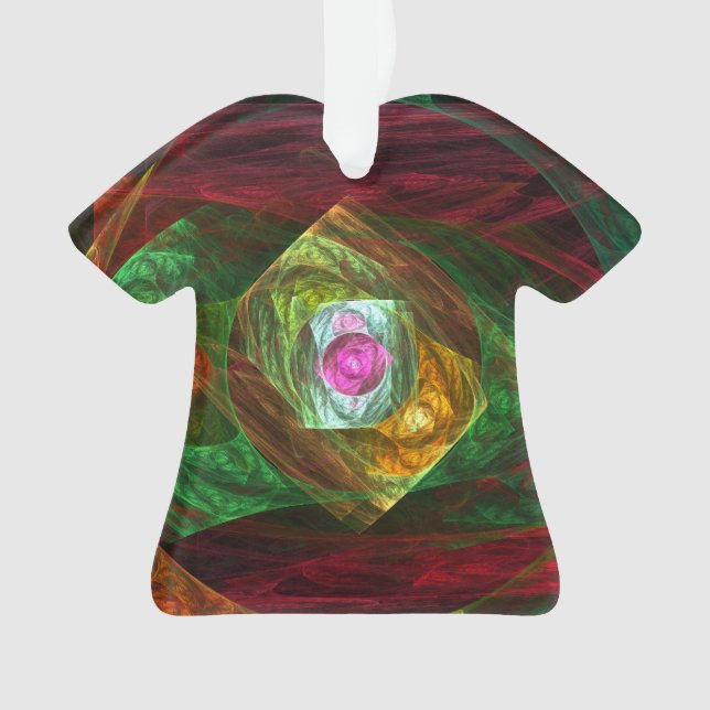 Dynamic Connections Luminous Abstract Fractal Art Ornament (Front)