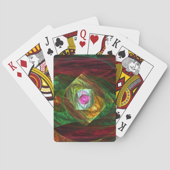Dynamic Connections Luminous Abstract Fractal Art Playing Cards (Back)