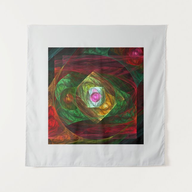 Dynamic Connections Luminous Abstract Fractal Art Tapestry (Front)
