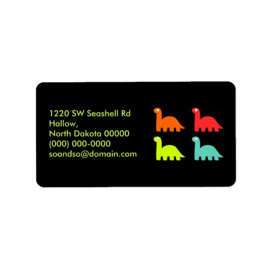 Dynamic Dinos Address Label Yellow