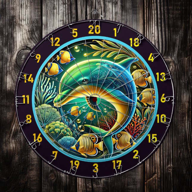 Dynamic Dolphins Dartboard: Coastal Game Escape Dartboard (Creator Uploaded)