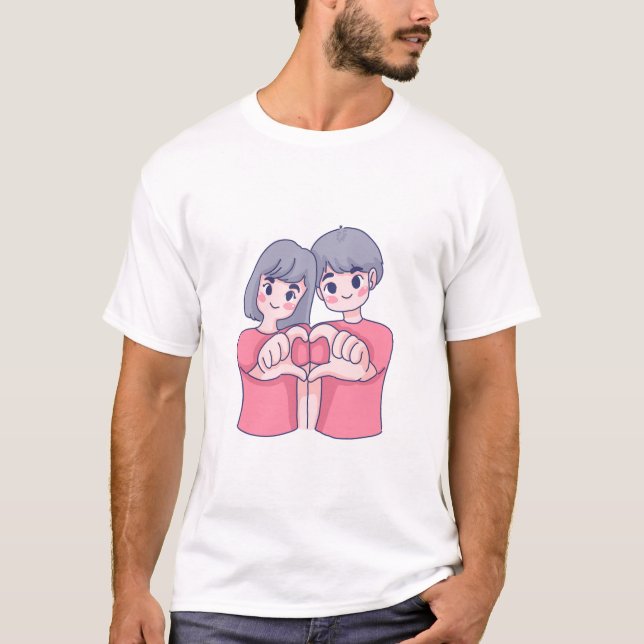 "Dynamic Duo: Unleash Your Couple Style with Our E T-Shirt (Front)
