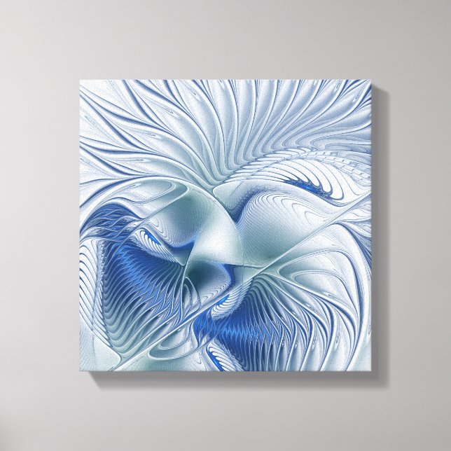 Dynamic Fantasy Abstract Blue Tones Fractal Art Canvas Print (Front)