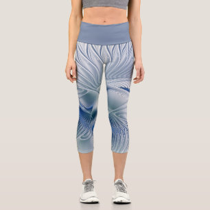 Dynamic Fantasy Abstract Blue Tones Fractal Art Capri Leggings