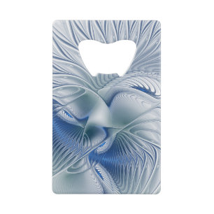 Dynamic Fantasy Abstract Blue Tones Fractal Art Credit Card Bottle Opener