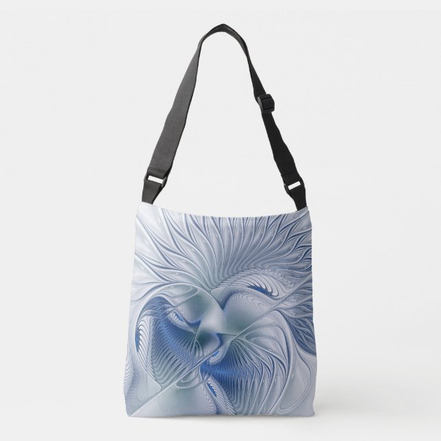 Dynamic Fantasy Abstract Blue Tones Fractal Art Crossbody Bag (Front)