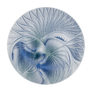Dynamic Fantasy Abstract Blue Tones Fractal Art Cutting Board