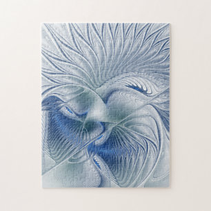 Dynamic Fantasy Abstract Blue Tones Fractal Art Jigsaw Puzzle