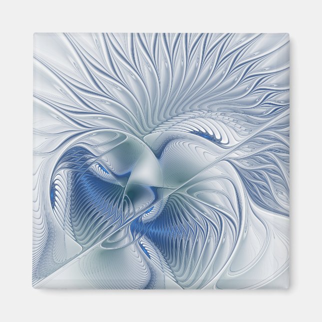 Dynamic Fantasy Abstract Blue Tones Fractal Art Magnet (Front)