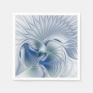 Dynamic Fantasy Abstract Blue Tones Fractal Art Napkin