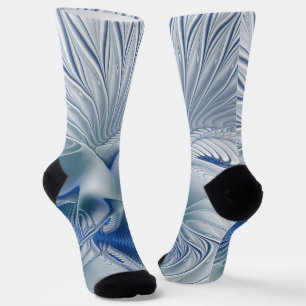 Dynamic Fantasy Abstract Blue Tones Fractal Art Socks