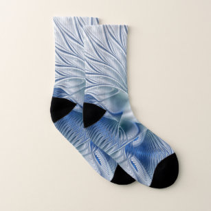 Dynamic Fantasy Abstract Blue Tones Fractal Art Socks