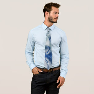 Dynamic Fantasy Abstract Blue Tones Fractal Art Tie