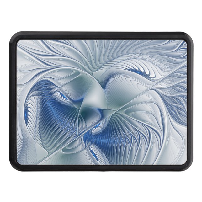 Dynamic Fantasy Abstract Blue Tones Fractal Art Trailer Hitch Cover (Front)