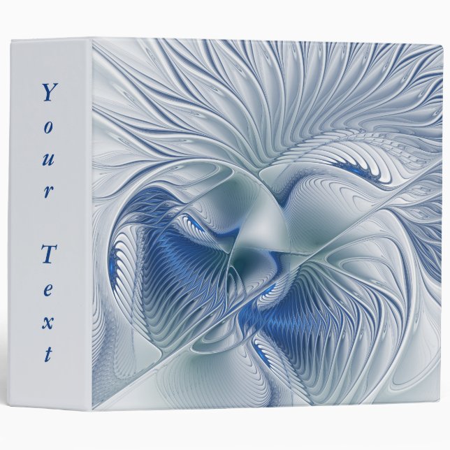 Dynamic Fantasy Abstract Blue Tones Fractal Text Binder (Front/Spine)