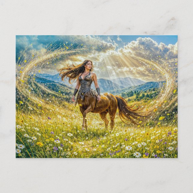 Dynamic Fantasy Centauride in Radiant Magical Land Postcard (Front)