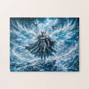 Dynamic Fantasy Valkyrie in Radiant Battle Atmosph Jigsaw Puzzle