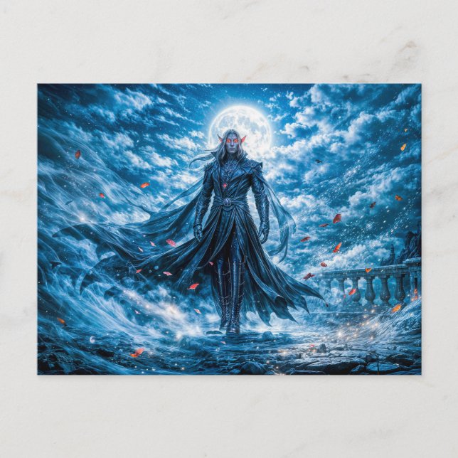 Dynamic Fantasy Vampire in Dramatic Nocturnal Atmo Postcard (Front)
