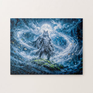 Dynamic Fantasy Werewolf Under Dramatic Moonlight  Jigsaw Puzzle