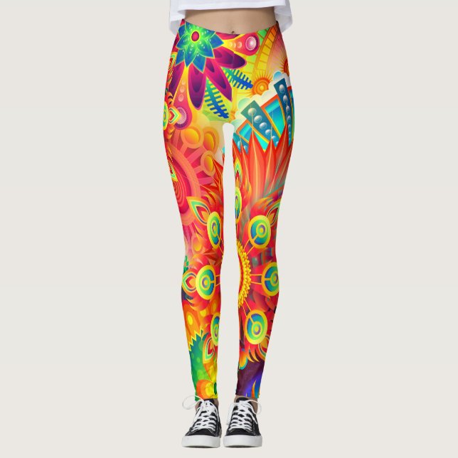 Dynamic Fashion Fractal Colourful Leggings (Front)