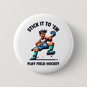 Dynamic Field Hockey Player Design - Unleash The G 2 Inch Round Button