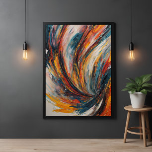Dynamic Flame Abstract Expressionism Art Poster