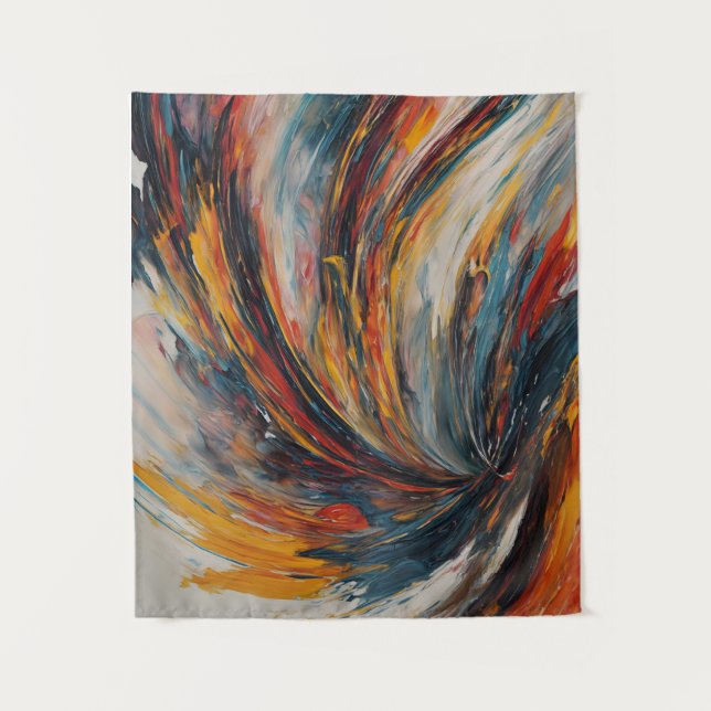 Dynamic Flame Abstract Expressionism Art Tapestry (Front)