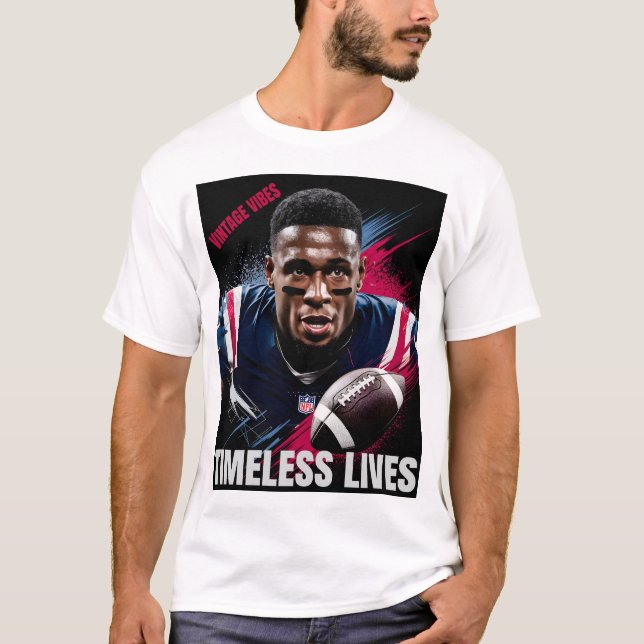  Dynamic Football Player Portrait Timeless Lives t T-Shirt (Front)