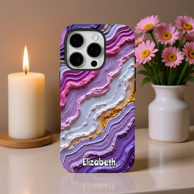 Dynamic Geode Art in Purple Hues iPhone Case (Creator Uploaded)