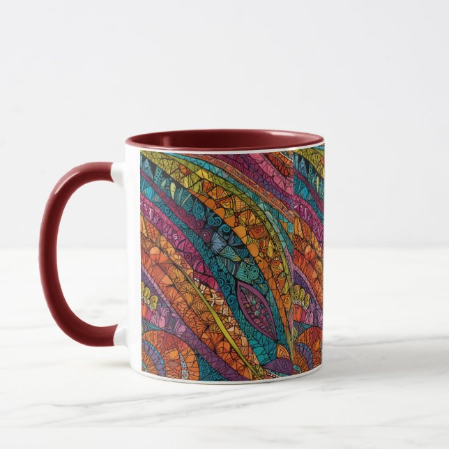 Dynamic Geometric Art in Vibrant Hues Mug (Left)