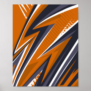 Dynamic Geometry in Orange, Black, Grey & White Poster