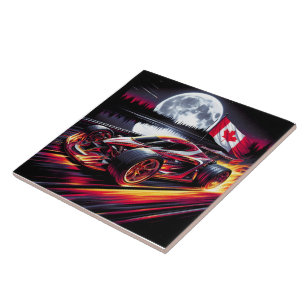 Dynamic go cart racing under a bright moon tile